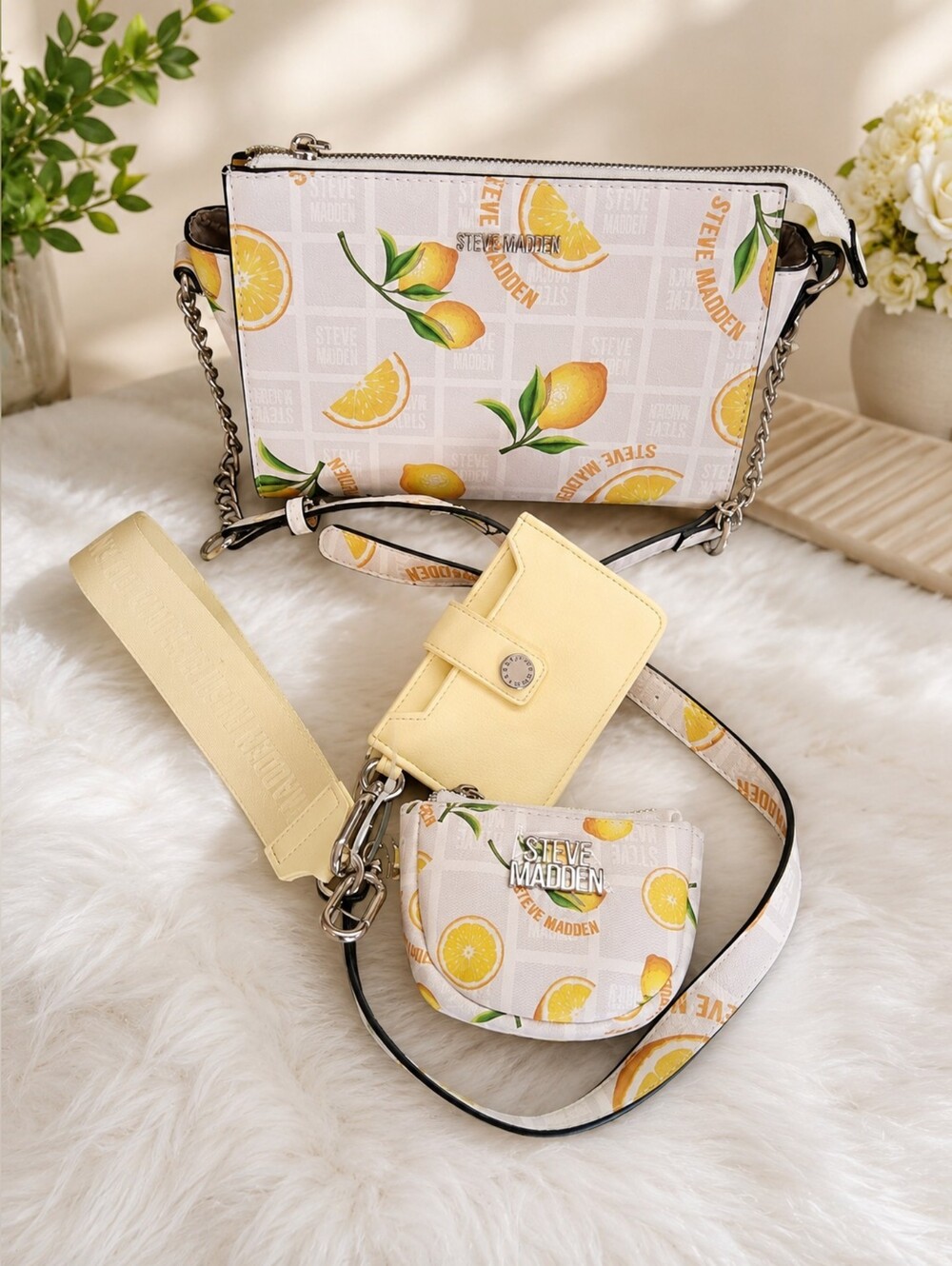 Steve Madden Lemon Print Crossbody 3-Piece Set